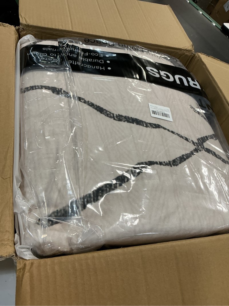 Condition photo showing Good Condition for 9x12 Washable Area Rug: Non Slip Soft Thin Carpet, Boho Geometric Modern Decor, Easy Clean Indoor Floor Large Rugs for Living Room Bedroom Kids Dorm Office Dining - Beige Beige 9' x 12' (Rectangular)