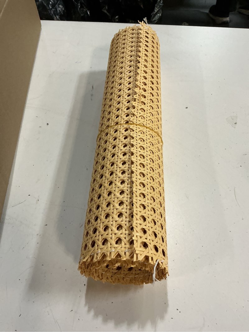 Condition photo showing Good Condition for 24" width natural cane webbing 5feet, rattan webbing roll for caning projects, woven open mesh cane for furniture, chair, cabinet, ceiling, bed