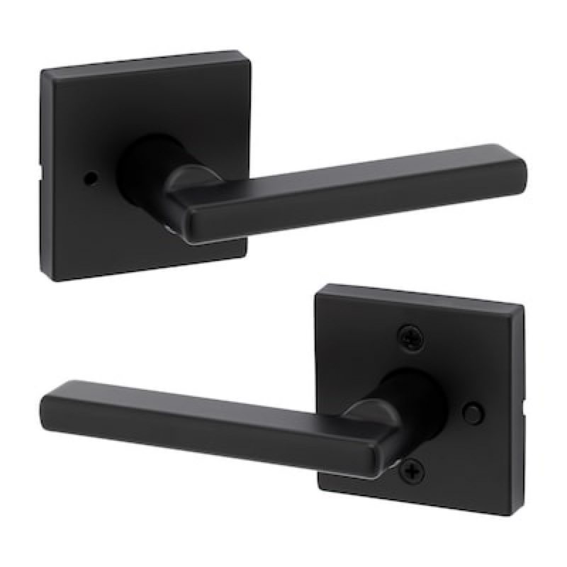 kwikset signature series halifax square matte black interior or bed/bath privacy door handle