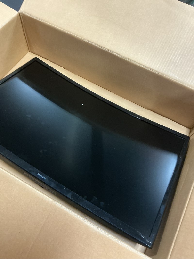Condition photo showing As Is for SAMSUNG 24" Essential S3 (S36GD) Series FHD 1800R Curved Computer Monitor, 100Hz, Game Mode, Advanced Eye Comfort, HDMI and D-sub Ports, LS24D366GANXZA