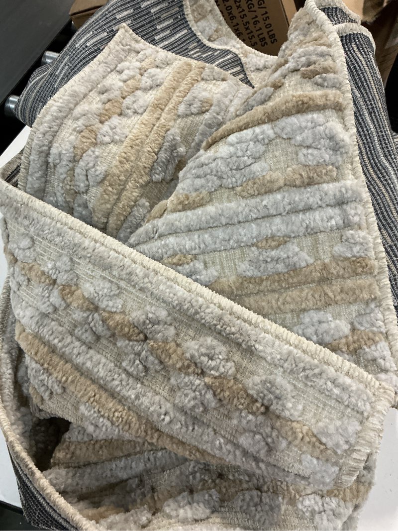 Condition photo showing As Is for origin 21 washable scania natural tan 5 x 8 (ft) tan indoor ikat machine washable area rug