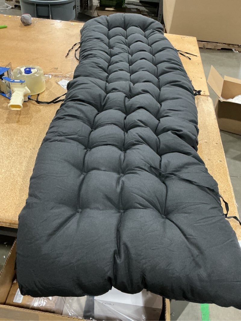 Condition photo showing Good Condition for patio chaise lounger cushion, lounge chair recliners chair cushions, rocking chair sofa cushion ,thick padded swing bench cushion (black) size l
