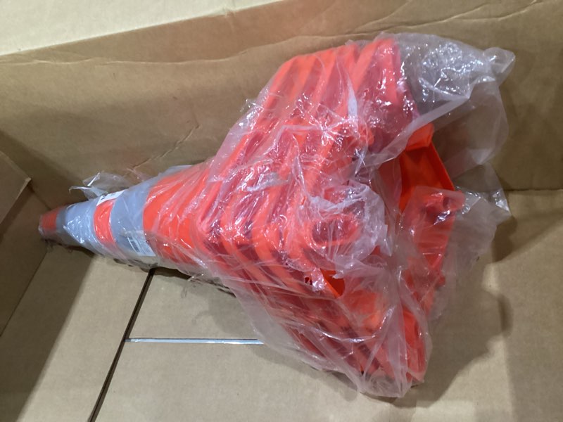 Condition photo showing Good Condition for Yellow Safety® 4ct, 28-Inch Orange Traffic Cone with Reflective Tape - High-Visibility Safety Cone for Construction, Parking, and Events 28"