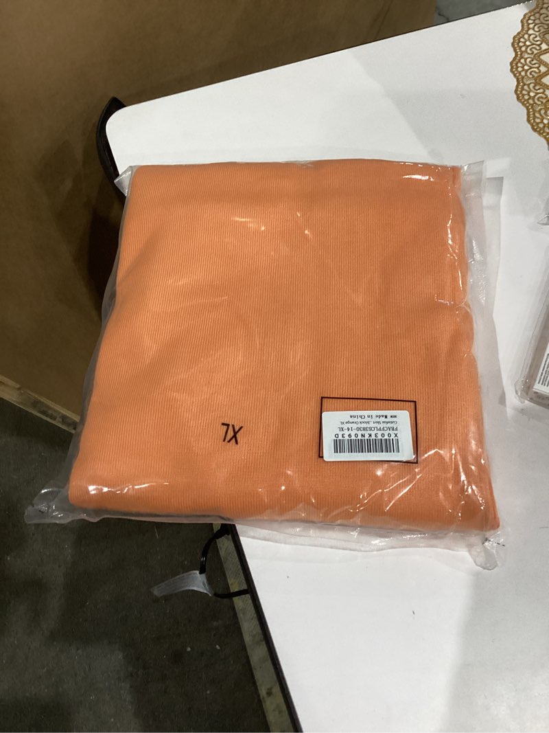 Condition photo showing New/Like New for Cutiefox Women's Knit 2 Piece Dress Cami Crop Top High Side Slit Bodycon Long Skirt Set X-Large Orange Colorblock