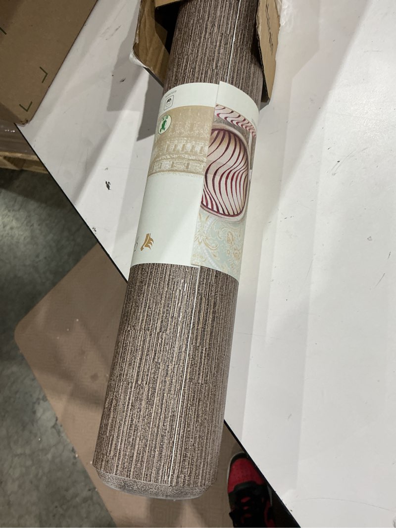 Condition photo showing New/Like New for haimin grasscloth wallpaper peel and stick 20.9in x 393in fabric contact paper wall paper textured wallpaper horizontal stripes look self-adhesive thick vinyl embossed (dark brown)