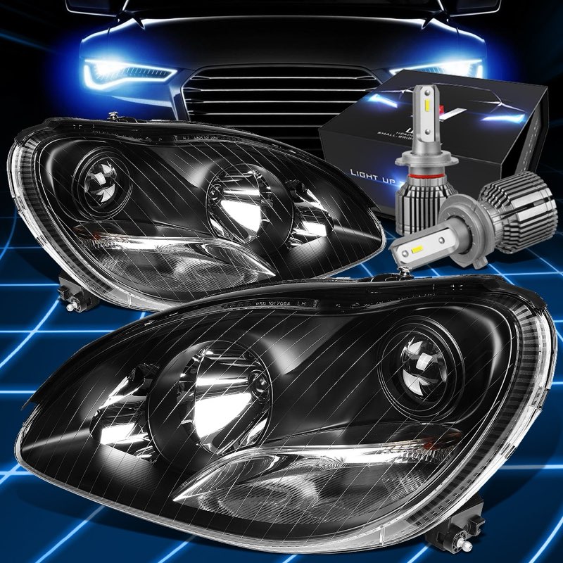 Fit 2000-2006 Mercedes Benz S430 Projector Headlights W/LED KitCool Fan Black