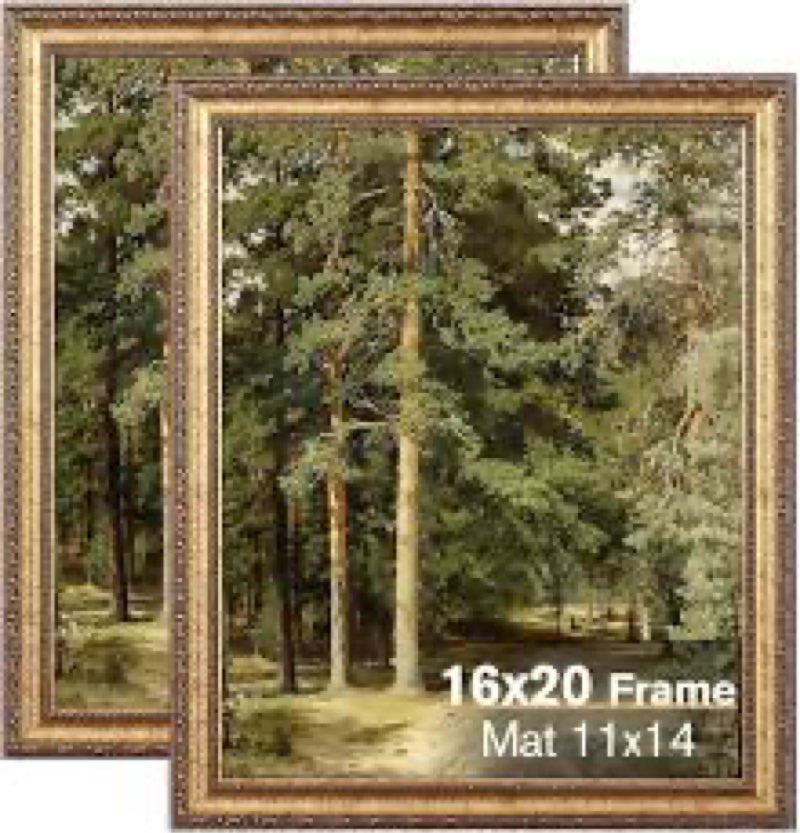 splinterix 16x20 gold picture frame, 2 pack ornate vintage picture frames for wall or tabletop displ