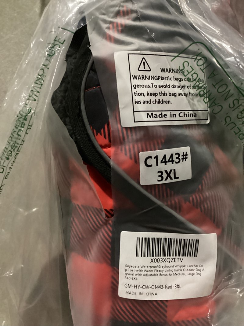 Condition photo showing New/Like New for ASENKU Dog Winter Coat, Fleece Doggie Jacket Plaid Reversible Vest Waterproof Windproof Cold Weather Clothes for Small Medium Large Dogs(L,Red) Large Red