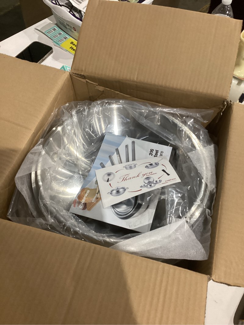 Condition photo showing As Is for 316 Stainless Steel Heavy Duty 12.6 inch 6.3 Quart Wok pan with Lid and Steamer, Stir Fry Pan, 5Ply, Induction Cookware, Dishwasher Safe, Oven Safe