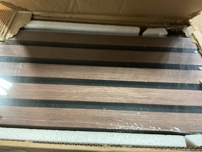 Condition photo showing Good Condition for mollywell wood slat wall panels - time-saving installation soundproof slat panels on any wall surface, 0.95 nrc dual-layer acoustic design, commercial-grade mdf core (2 pack, 108x8in, dark walnut) 108×8 in, dark walnut, 2 pcs
