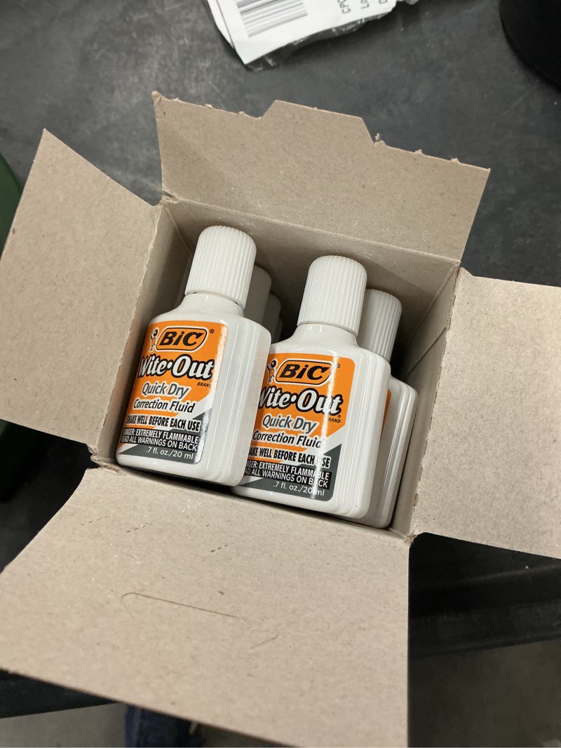 Condition photo showing New/Like New for bic correction fluid: foam brush, 20 ml size, white, 12 pk