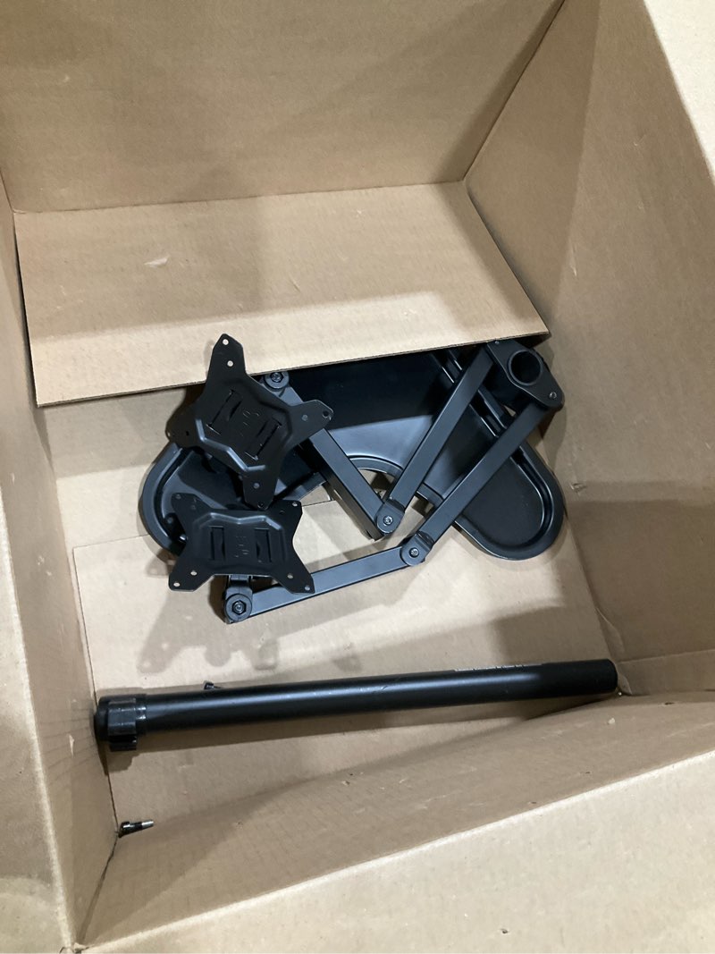 Condition photo showing As Is for ErGear Freestanding Dual Monitor Stand for 2 Screens up to 32 inch, Heavy Duty Monitor Mount Holds Max 17.6 lbs per Arm, Height Adjustable Gaming Monitor Stand for Desk, VESA 75x75/ 100x100mm, Black