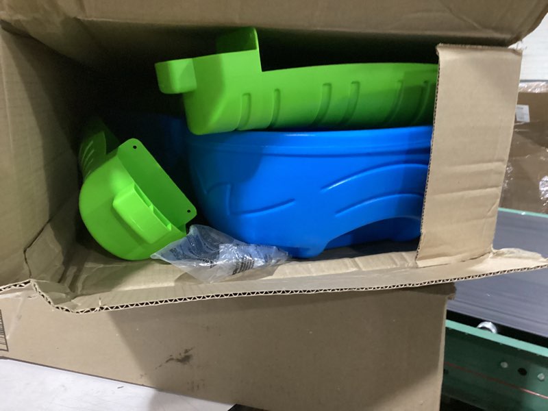 Condition photo showing Good Condition for step2 rain showers splash pond water table, kids water and sand activity sensory playset, summer outdoor toys, 13 piece water toy accessories, for toddlers 1.5+ years old, blue & green