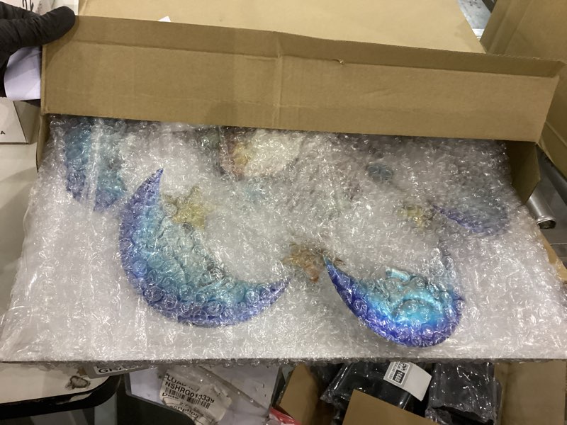 VIOYOUNS 58" Moon and Star Wind Spinner Garden Stake Outdoor Decorations, Metal Flower Colorful Gard