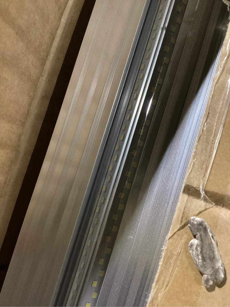 Condition photo showing As Is for onlylux 10pack 8ft led shop light, 6000k white 100w super bright, 15000lm v shape garage lighting, plug and play, upgrade hanging/surface linkable led shop lights for workshop