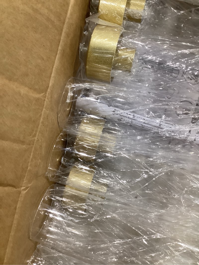 Condition photo showing As Is for 2pcs gold 7 arm candelabra candle stand for wedding, metal candlestick holder with acrylic lampshade for theme party table centerpieces wedding holiday birthday party (48inch) fit led taper candles 48”tall 2