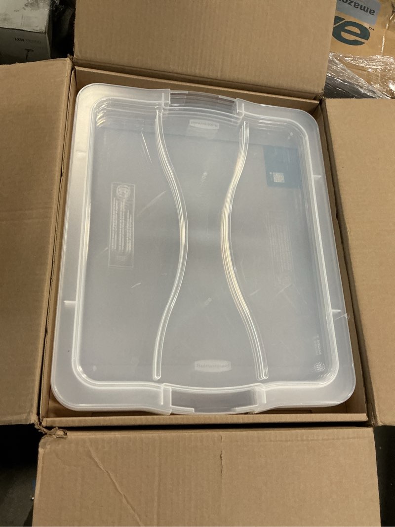 Condition photo showing Good Condition for rubbermaid cleverstore 71 qt clear storage bins with lids, 4-pack, stackable, bpa-free, made in usa 71 qt - 4 pack