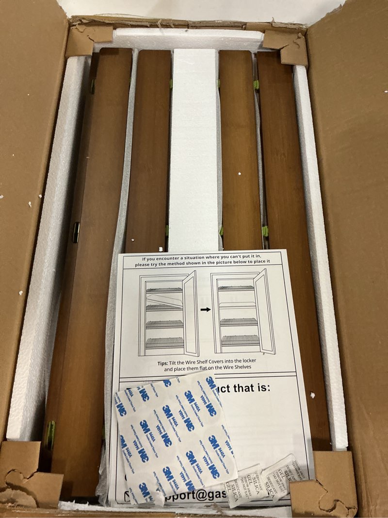 Condition photo showing New/Like New for wire shelf covers, bamboo wire rack covers for pantry, closet (4pcs, 24" w x 12" d) 24"w x 12"d 4