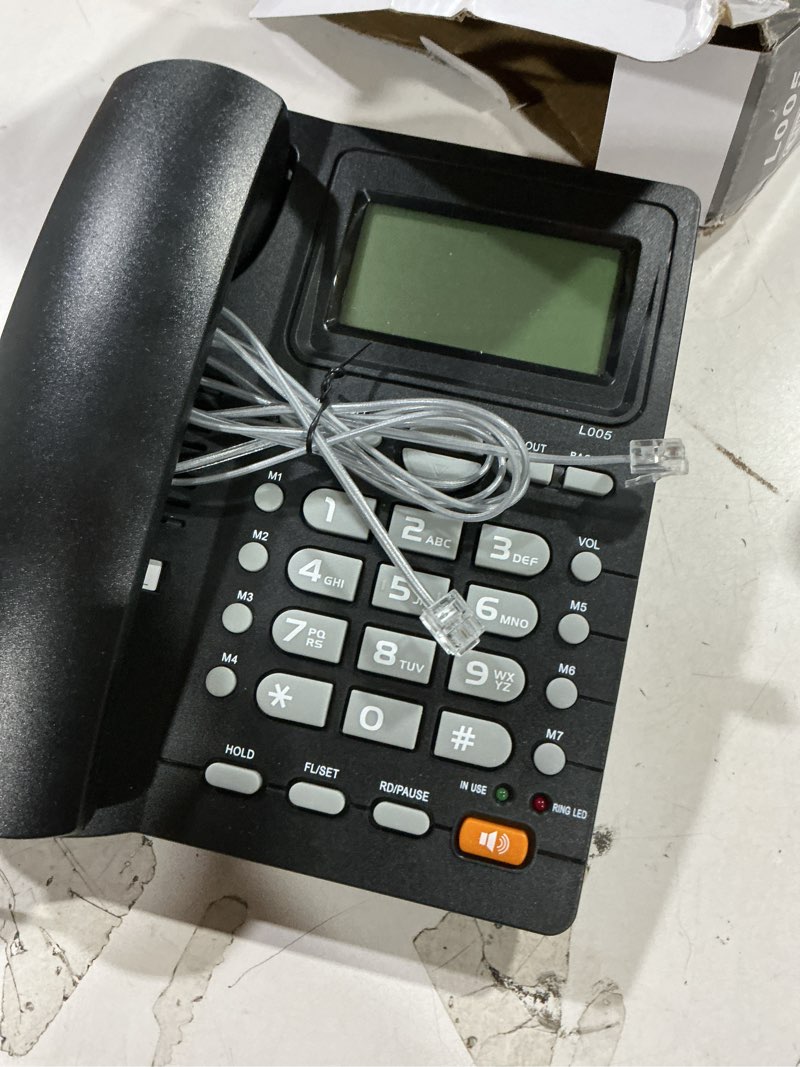 Condition photo showing Good Condition for corded caller id telephone, telpal landline home phones with blue backlight & speaker, hands free analog hotel office telephone set, desktop speed memory dial telephones for seniors (black)
