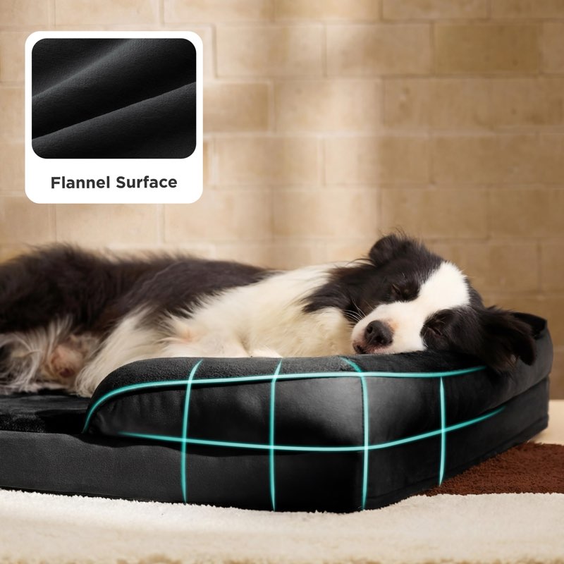 bedsure l plus orthopedic dog bed for large dogs - washable dog cat bed waterproof, l plus big comfo