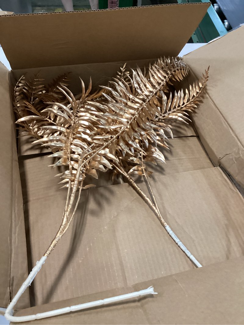 Condition photo showing As Is for wertuirk gold pampas grass decor - 45-inch set of 8 | faux tall pampas grass soft and fluffy | perfect for wedding centerpieces, great gatsby party decorations and glam room decor