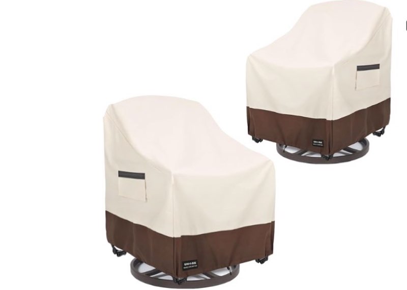 outdoor swivel chair covers waterproof 2 pack, outdoor chair covers patio furniture cover for deck patio swivel chair heavy duty, 30 w x 34 d x 36 h inches beige and brown