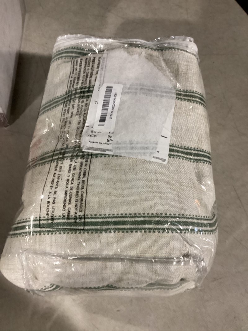Condition photo showing Good Condition for DriftAway Farmhouse Linen Blend Blackout Curtains 84 Inches Long for Bedroom Vertical Striped Printed Linen Curtains Thermal Insulated Lined Treatments for Living Room 2 Panels W52 x L84 Loden Green Loden Green Stripe-grommet 52"W x 84"L (Pack of 2)
