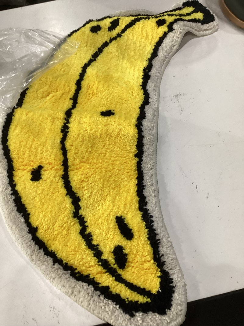 Condition photo showing As Is for frozzur banana bath mat, bath mats for bathroom cute yellow fruit shaped bathtub rug christmas bathroom tub plush shower rugs washable non slip