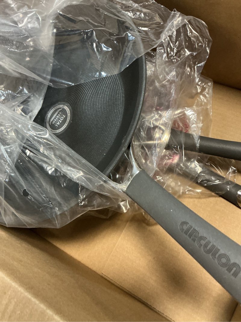 Condition photo showing Good Condition for cooker king stainless steel pans set of 3 (8+10+12 inch), nonstick frying pans, induction pan set, chef's pan, skillets dishwasher & oven safe, stay-cool handles, compatible with all cooktops stainless steel 8 10 12 inch