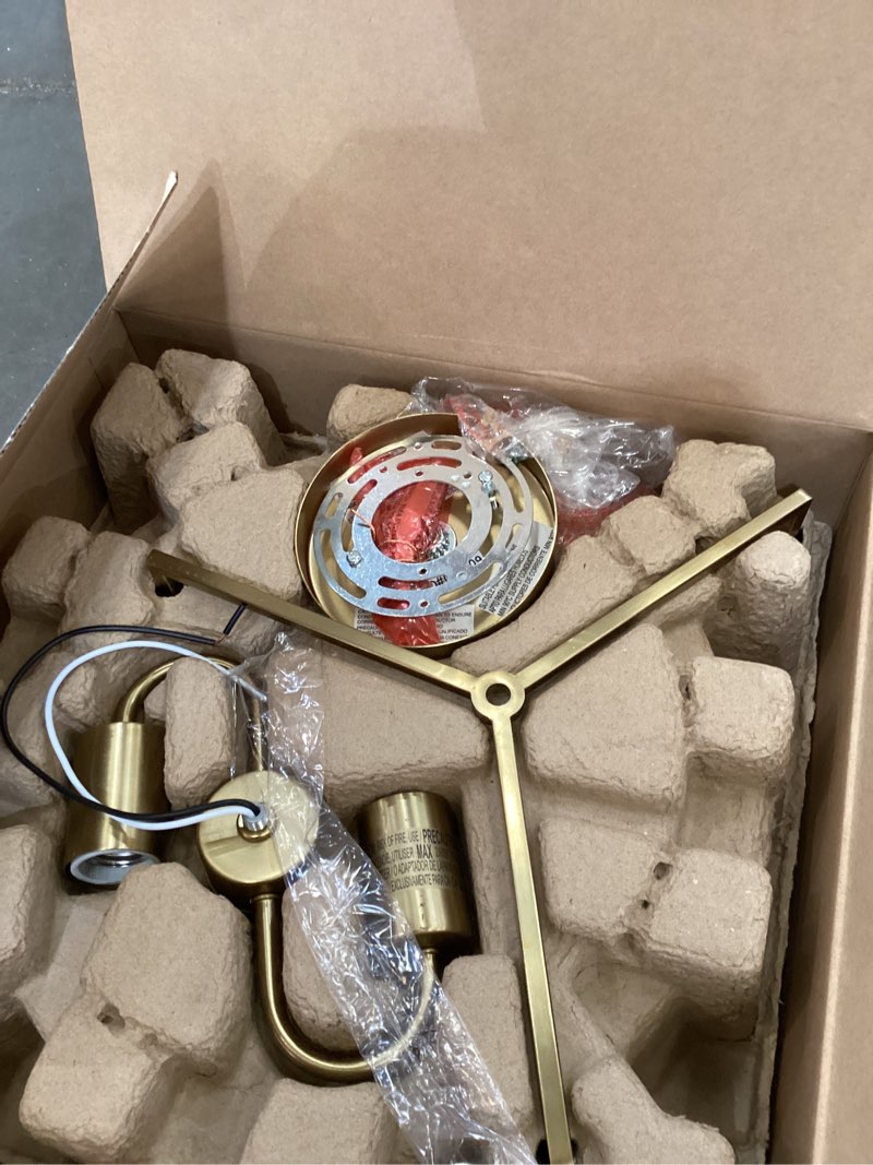 Condition photo showing As Is for allen + roth fowler 2 -light 13.25-in brushed gold semi flush mount light