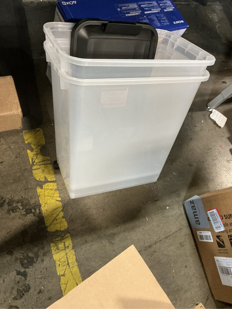 Condition photo showing As Is for Rolling Pet Food Storage Container W/ 20 Lbs Capacity