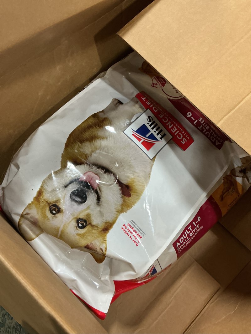 Condition photo showing New/Like New for (best before 07/2027) hill's science diet adult 1-6 small bites dry dog food, chicken & barley, 35 lb. bag chicken & barley 35 pound (pack of 1)