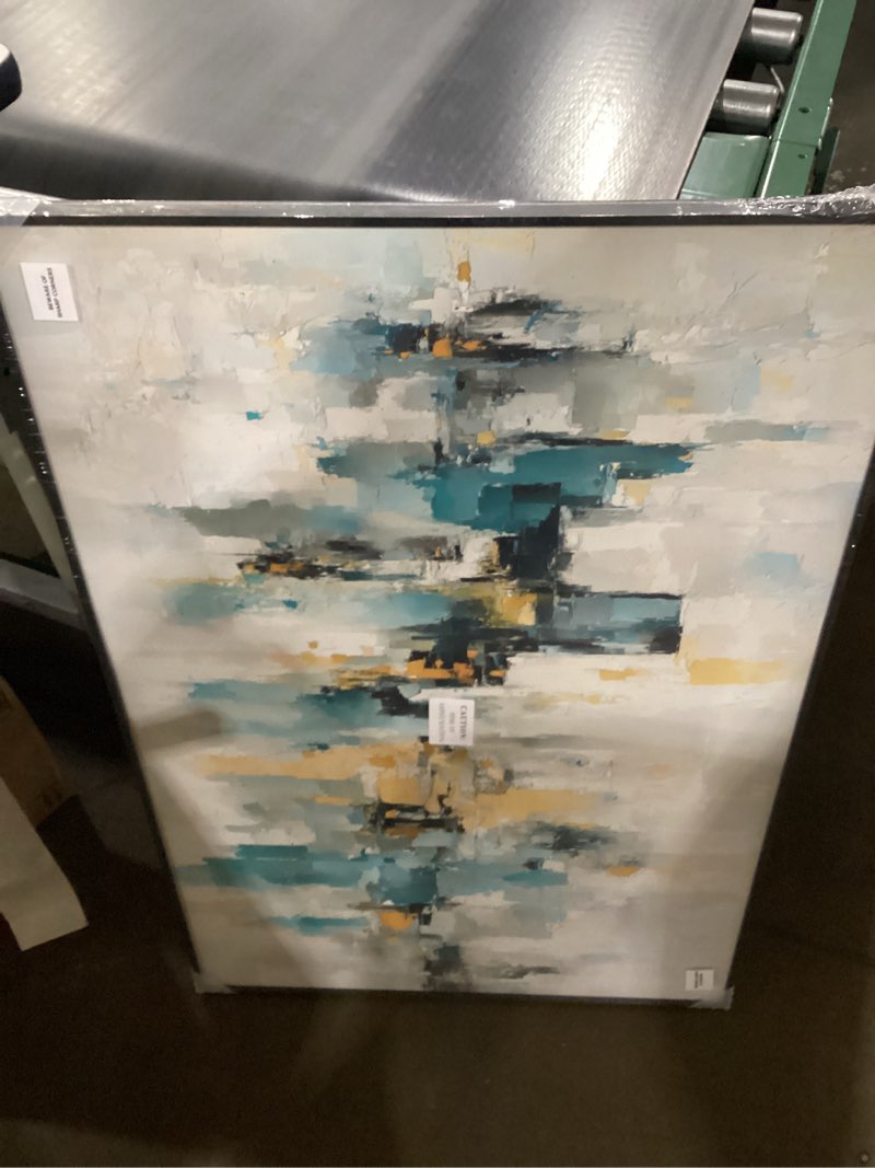 InSimSea Large Metal Framed Wall Art, Blue and Yellow Canvas Picture for Living Room, Oil Painting, 