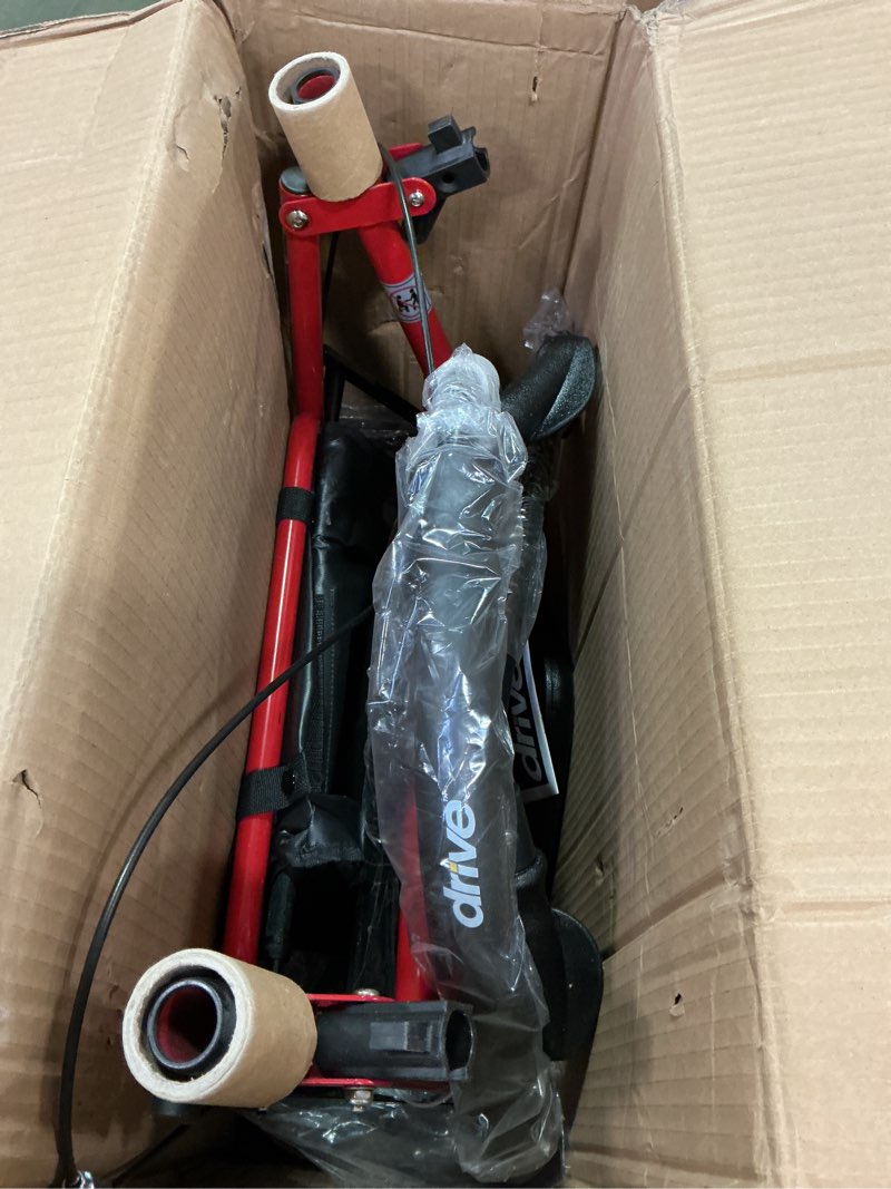 Condition photo showing Good Condition for Drive Medical 10257RD-1 4 Wheel Rollator Walker With Seat, Steel Rolling Walker, Height Adjustable, 7.5" Wheels, Removable Back Support, 300 Pound Weight Capacity, Red