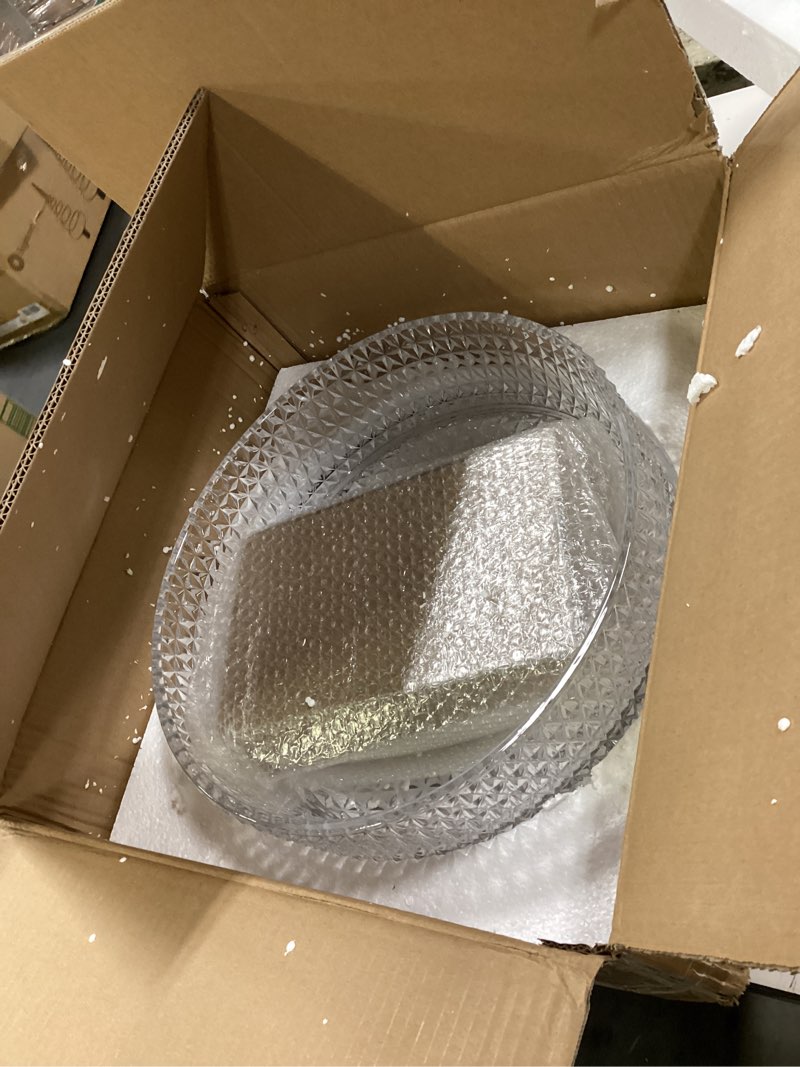 Condition photo showing New/Like New for 16 Inch Crystal Bathroom Vessel Sink with Faucet and Drain Combo,Diamond Shaped Clear Tempered Glass Vessel Sink Above Counter Round Sink Bowl Art Basin