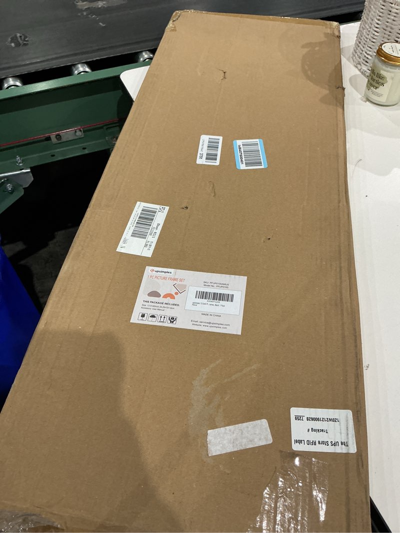 Condition photo showing Good Condition for upsimples 13.5x40 picture frame, display pictures 10x30 with mat or 13.5 x 40 without, wall hanging panoramic frames, black, 1 pack black 13.5x40