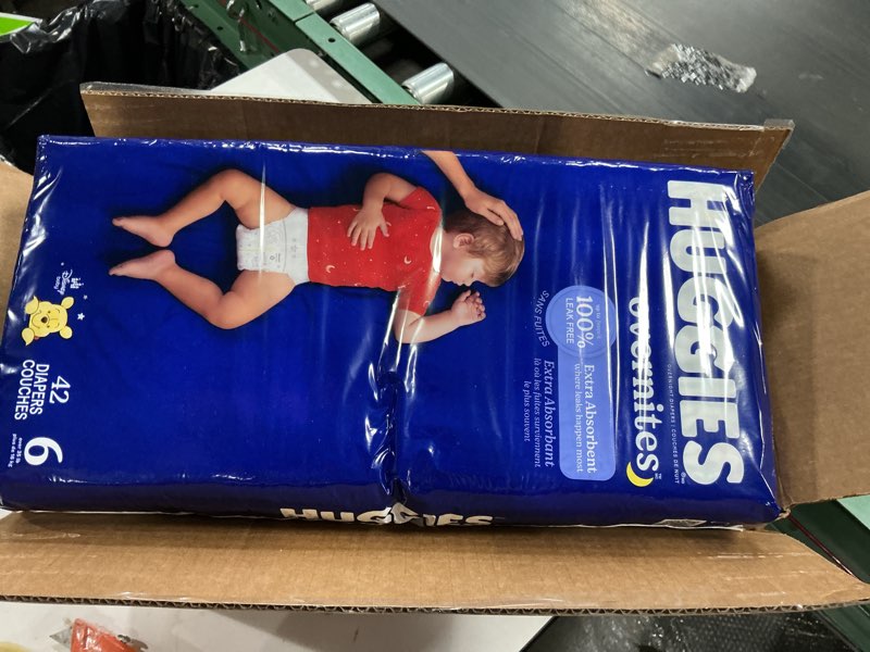 Condition photo showing New/Like New for huggies size 6 overnites baby diapers: overnight diapers, size 6 (35+ lbs), 84 ct (2 packs of 42), packaging may vary size 6 84
