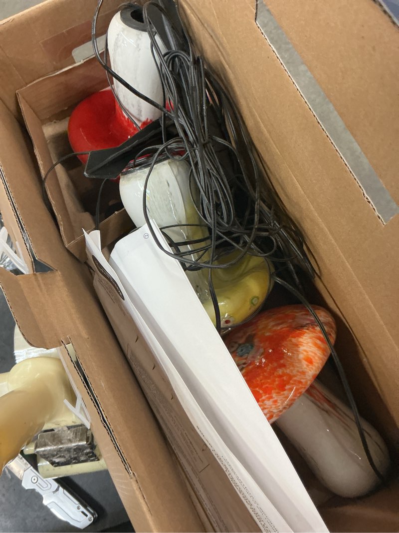 Condition photo showing As Is for harbor breeze solar led mushroom lights 