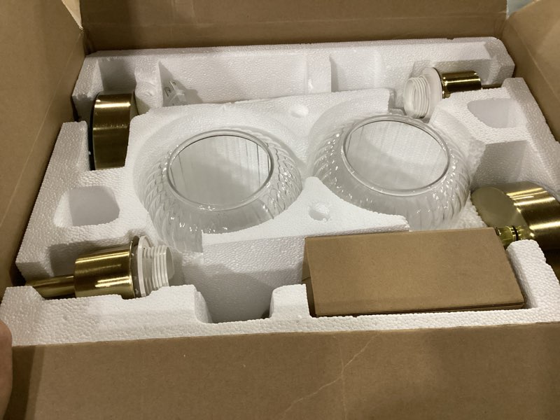 Condition photo showing Good Condition for qimh industrial table lamp for bedroom set of 2, clear glass beside lamp with usb a&c ports, stepless dimmable gold lamps, nightstand lamps for living room, office, home decor(bulb included) ?gold&?clear