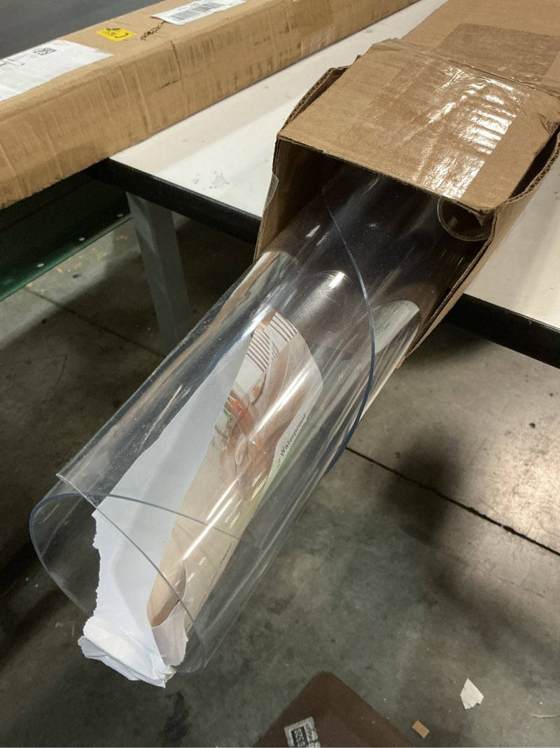 Condition photo showing Good Condition for LovePads Round Clear Table Cover Protector 48 Inch, 2mm Thick Table Protector for Dining Room, Waterproof Plastic Cover PVC Vinyl Tablecloth, Circle Tabletop Protective Pad for Furnture Surface 48" (Round) Clear 2mm