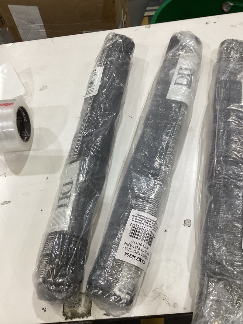 Condition photo showing New/Like New for DII Variegated Recycled Yarn Modern Edge Stripe, 2x3', Gray