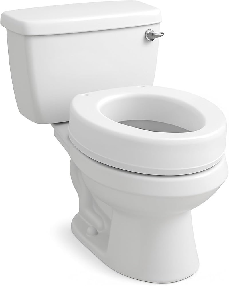 Carex Toilet Seat Riser, Round Raised Toilet Seat Adds 3.5 inches to Toilet Height, for Assistance B