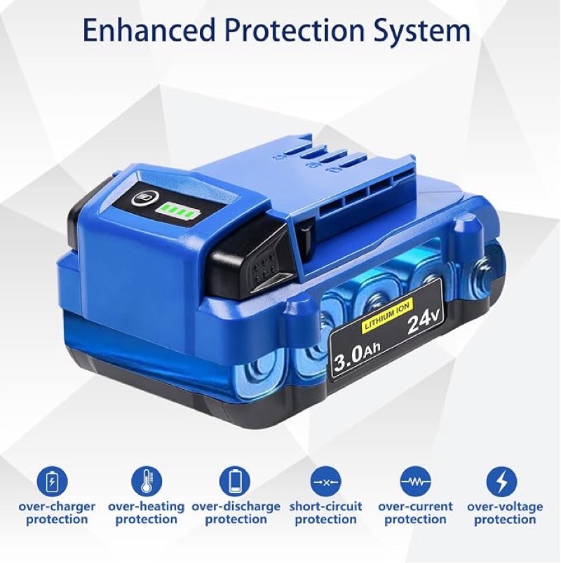 dtk 24v 3.0ah replacement for kobalt 24v battery max kb624-03 kb524-03 kb424-03 kb224-03 kb124-03 ion cordless tools high capacity battery