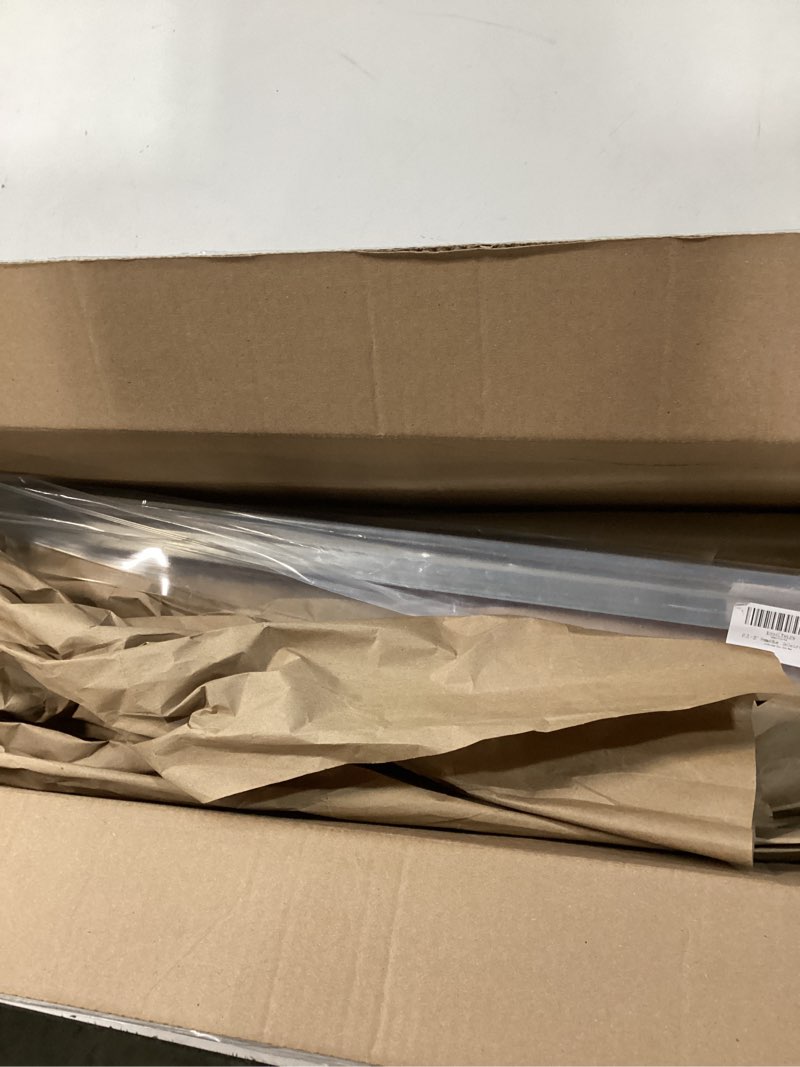 Condition photo showing New/Like New for 25” framed shower door drip rail with vinyl sweep, chrome shower door bottom water deflector with screws 25a