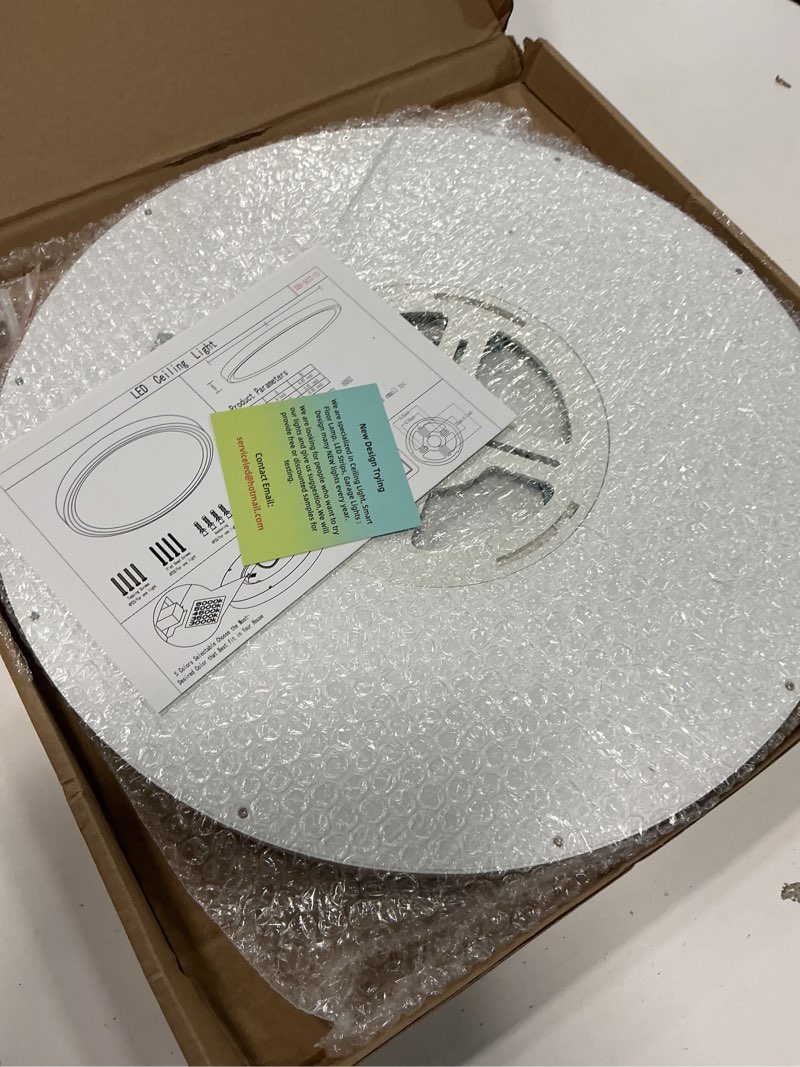 Condition photo showing Good Condition for hunhun 16 Inch Dimmable LED Flush Mount Ceiling Light 4800LM Round Light Fixture 5 Color Temperature Selectable Super Slim Large Flat Ceiling Lamp for Living Dining Room White 1 Pack White