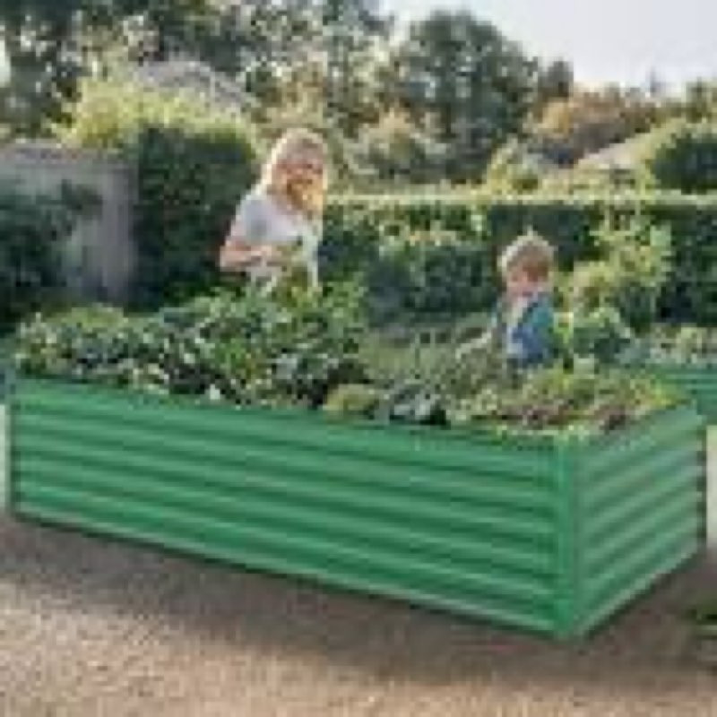 yitahome 8x4x1.5ft 2pcs large raised garden bed kit, galvanized metal planter box with gloves, groun
