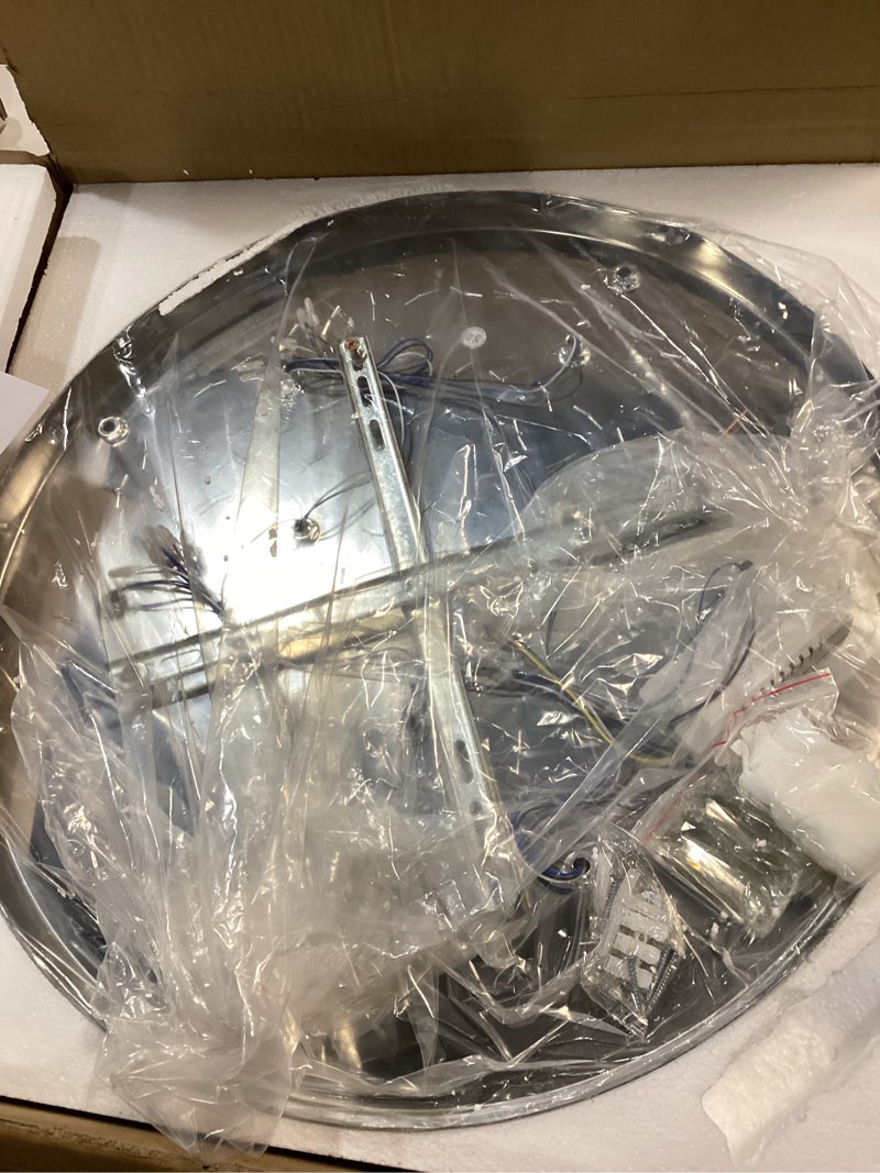 Condition photo showing New/Like New for frixchur 19.7" crystal chandelier crystal ceiling light modern led flush mount chandeliers light fixture for bedrooms living dining room 2700k/4000k/6500k changeable color 19.7 inch changeable color without remote