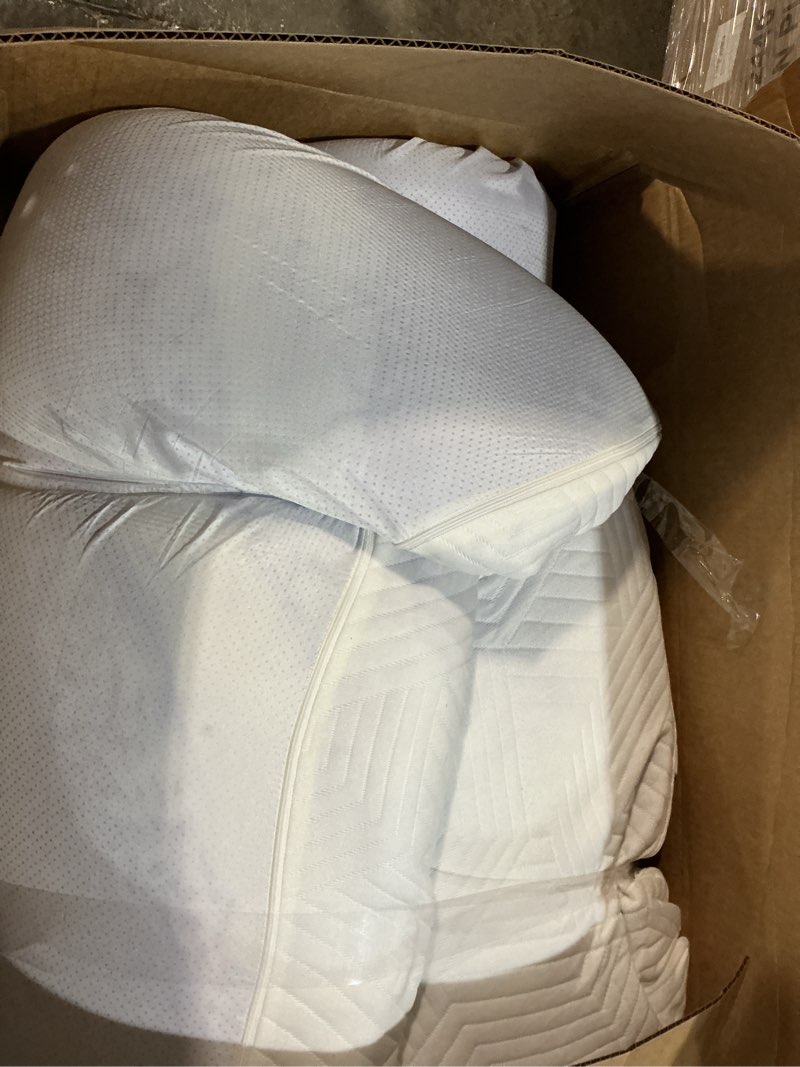 Condition photo showing As Is for elemuse 3 inch gel memory foam mattress topper king size pressure-relieving mattress topper for back pain,non-slip design with removable & washable cover, certipur-us white king 3 inch