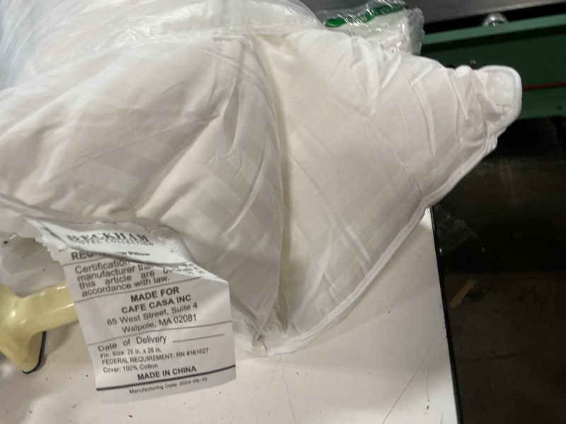 Condition photo showing As Is for (Similar to stock photo) Beckham Hotel Collection Shredded Memory Foam Pillow 2-Pack Queen | Adjustable Fill Cooling Bed Pillows for Side, Back & Stomach Sleepers