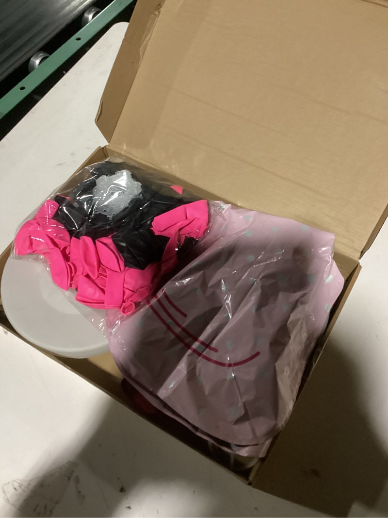 Condition photo showing As Is for Missing 1 balloon. Leitee 2 Sets Adjustable Black Pink Bow Balloon Column Stand Kit Include 143 Pcs Black and Pink Adjustable Balloon Stands Kit for Bow Coquette Themed Party Graduation Birthday Wedding Floor Decoration